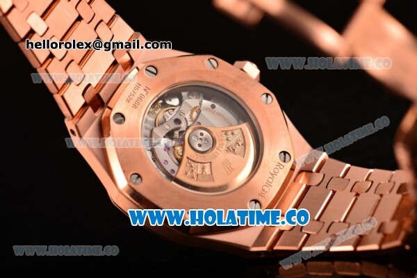 Audemars Piguet Royal Oak 41MM Clone AP Calibre 3120 Automatic Full Rose Gold with Black Dial and Stick Markers (EF) - Click Image to Close